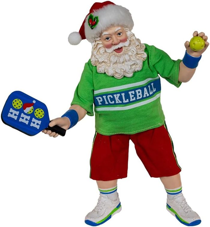 Santa Claus playing pickleball